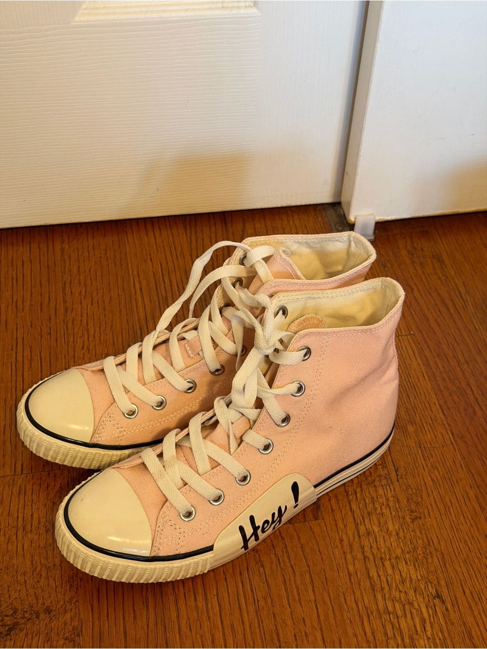 High-Top Canvas Sneakers in Light Pink